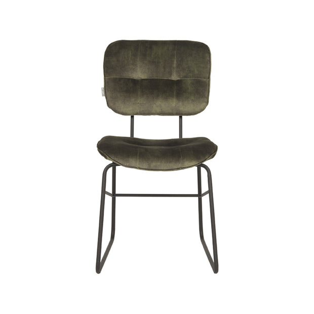 LABEL51 Eetkamerstoelen Dez - Hunter - Velvet - Zwart Metalen Frame
