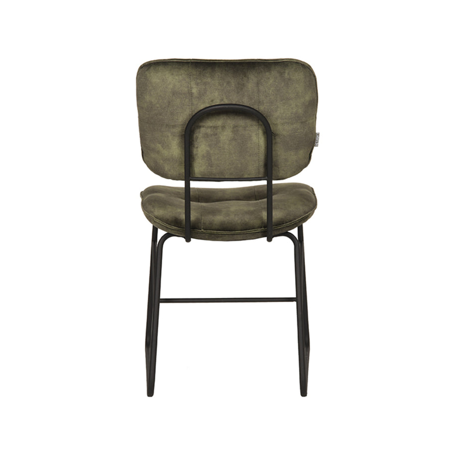 LABEL51 Eetkamerstoelen Dez - Hunter - Velvet - Zwart Metalen Frame