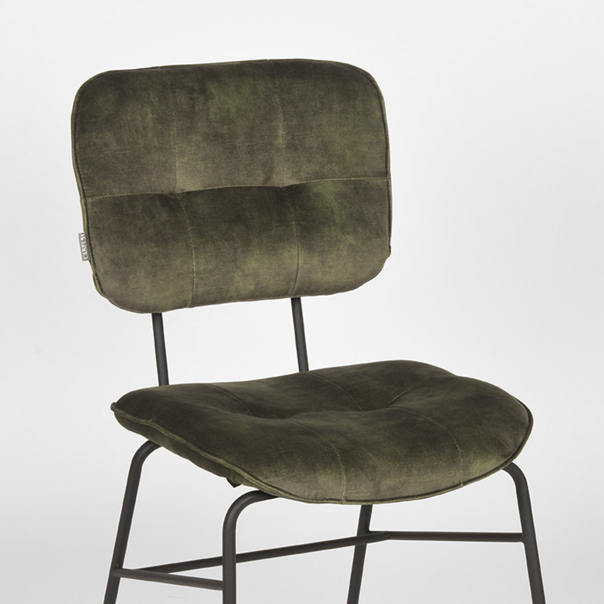 LABEL51 Eetkamerstoelen Dez - Hunter - Velvet - Zwart Metalen Frame