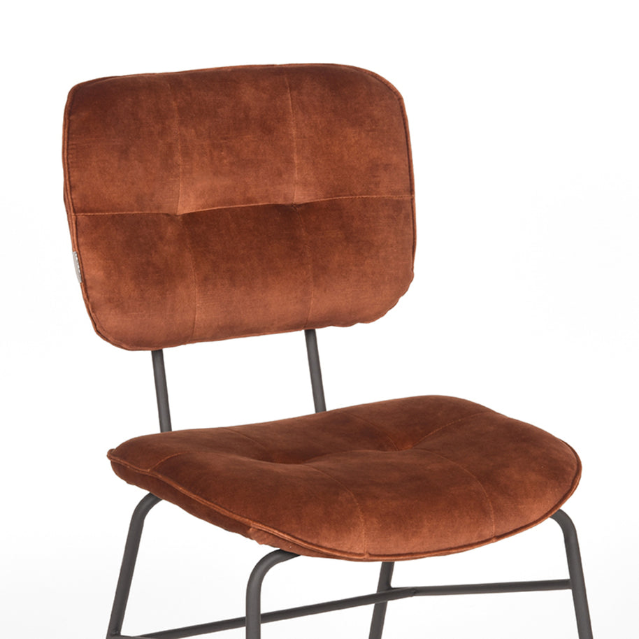 LABEL51 Eetkamerstoelen Dez - Rust - Velvet - Zwart Metalen Frame