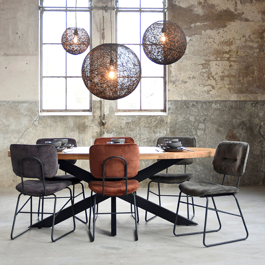 LABEL51 Eetkamerstoelen Dez - Rust - Velvet - Zwart Metalen Frame