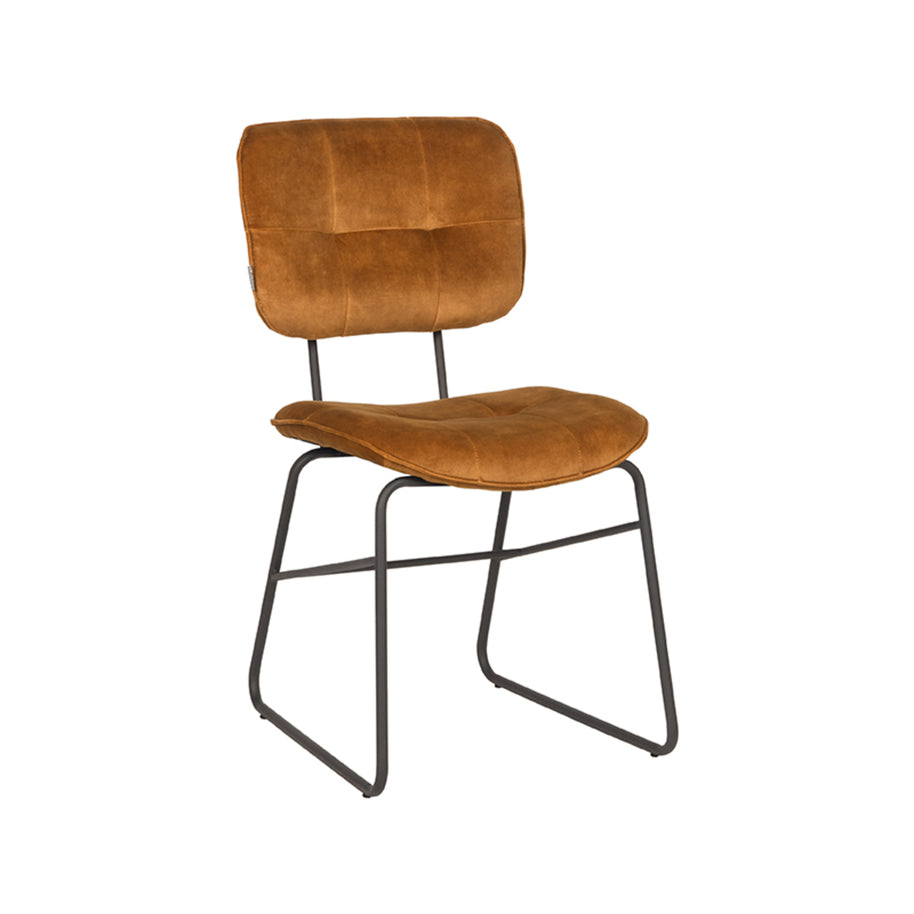 LABEL51 Eetkamerstoelen Dez - Oker - Velvet - Zwart Metalen Frame