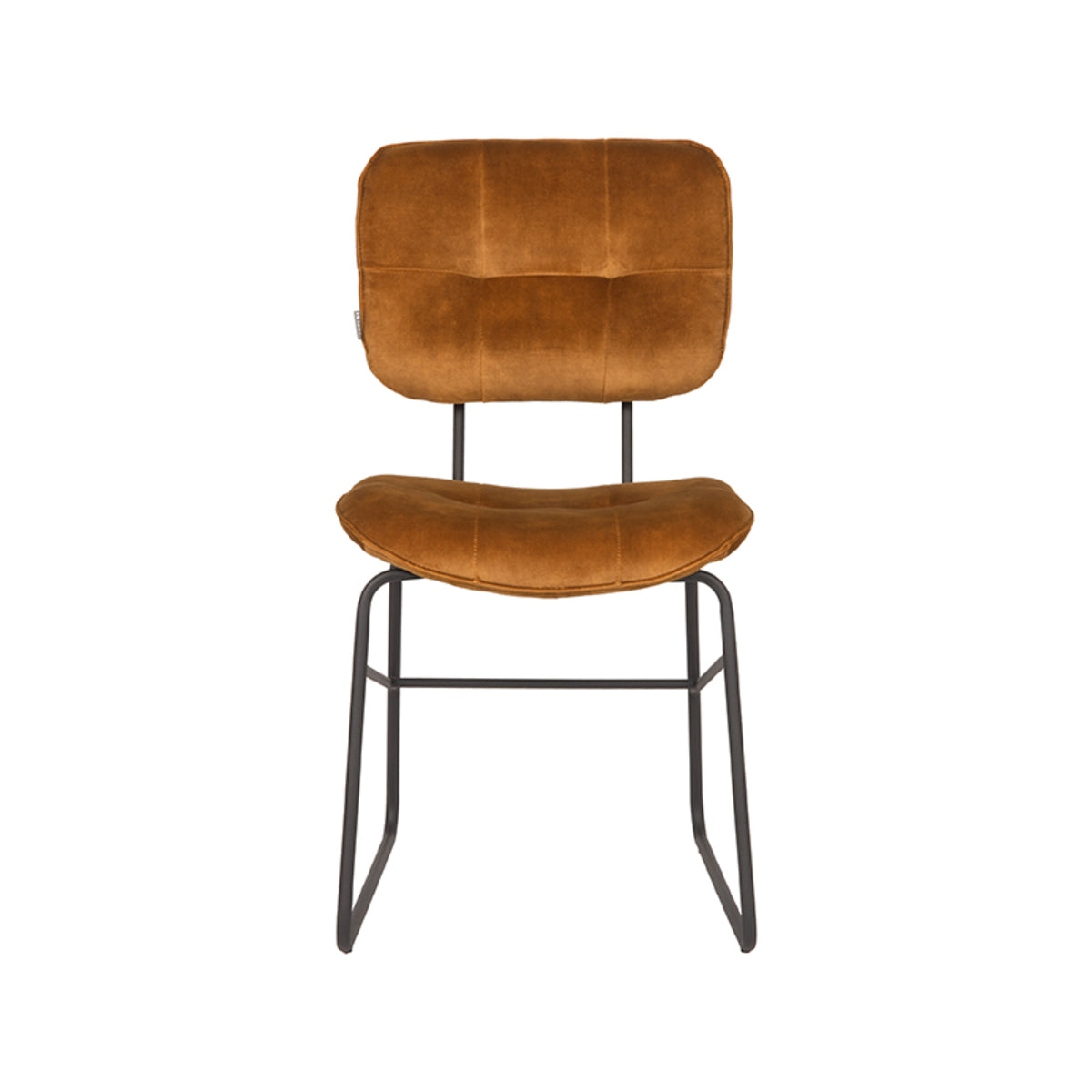 LABEL51 Eetkamerstoelen Dez - Oker - Velvet - Zwart Metalen Frame