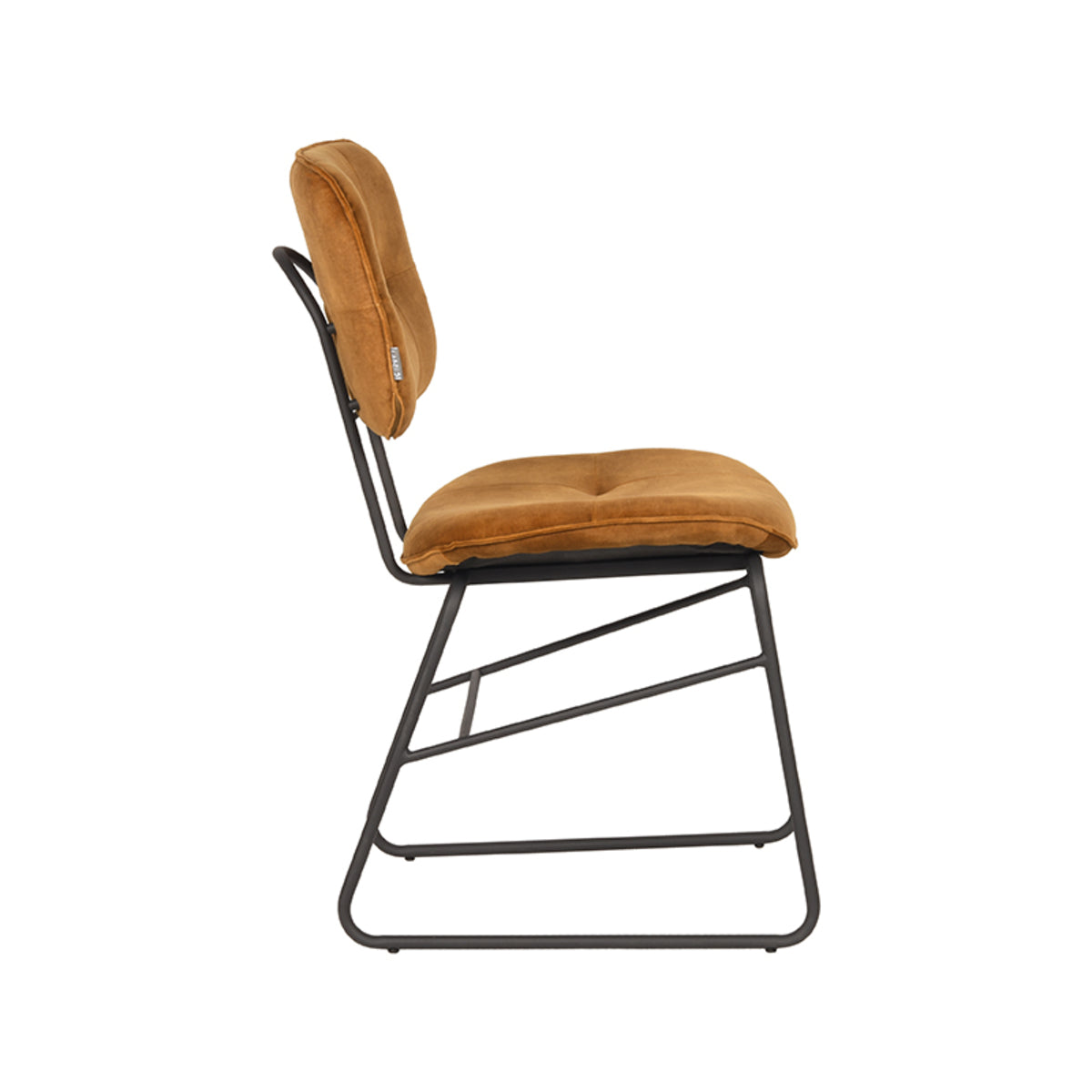 LABEL51 Eetkamerstoelen Dez - Oker - Velvet - Zwart Metalen Frame