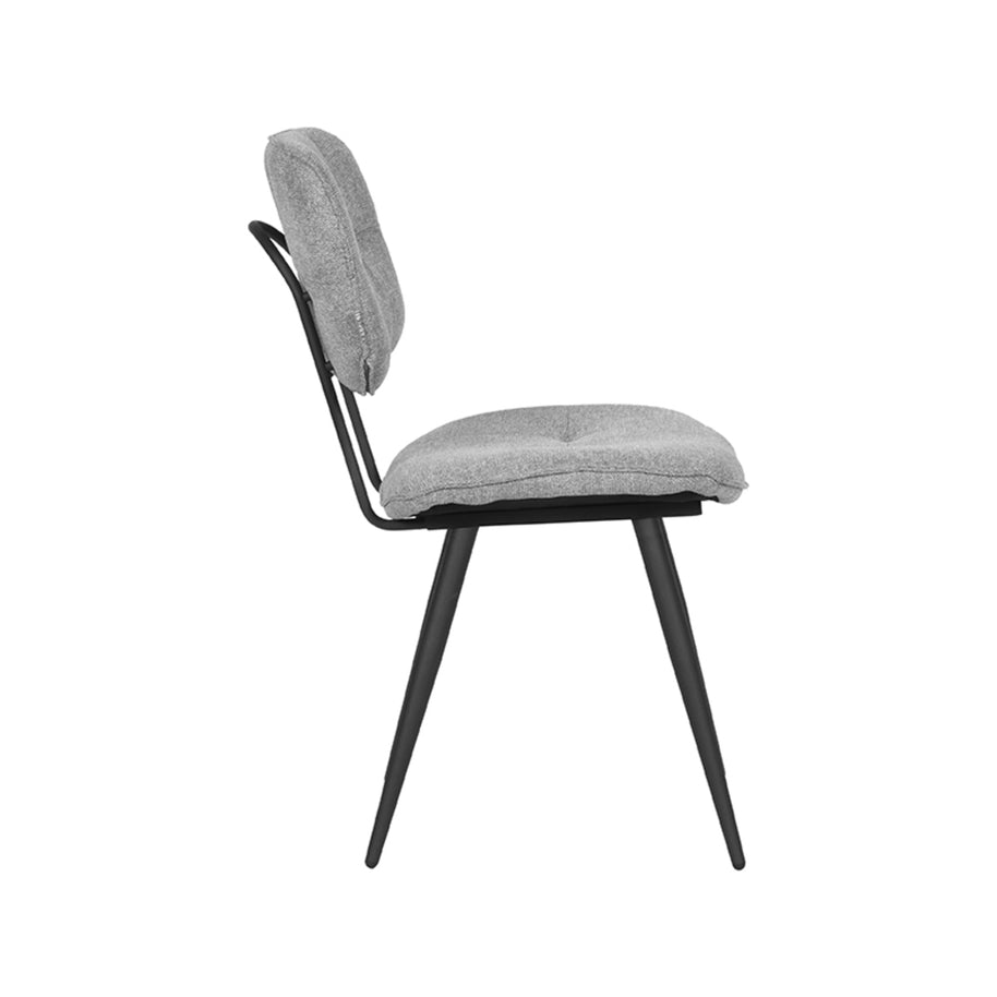 LABEL51 Eetkamerstoelen Lux - Zinc - Geweven - Zwart Metalen Frame
