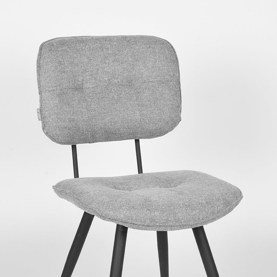 LABEL51 Eetkamerstoelen Lux - Zinc - Geweven - Zwart Metalen Frame