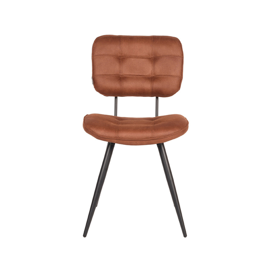 LABEL51 Eetkamerstoelen Gus - Cognac - Kunstleder - Zwart Metalen Frame