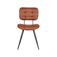 LABEL51 Eetkamerstoelen Gus - Cognac - Kunstleder - Zwart Metalen Frame