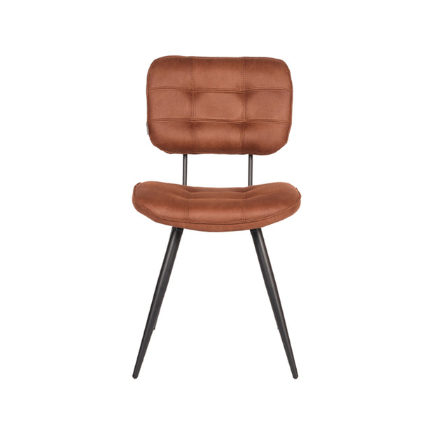 LABEL51 Eetkamerstoelen Gus - Cognac - Kunstleder - Zwart Metalen Frame