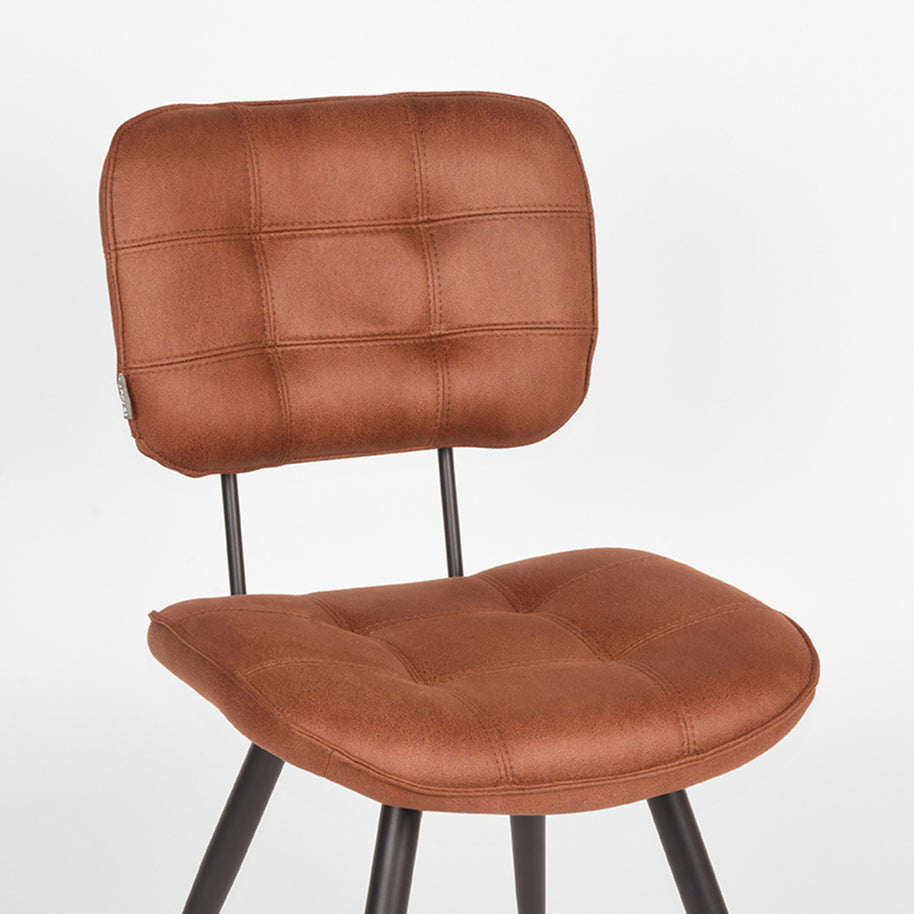 LABEL51 Eetkamerstoelen Gus - Cognac - Kunstleder - Zwart Metalen Frame