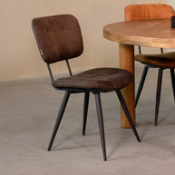 LABEL51 Eetkamerstoelen Gus - Antraciet - Kunstleder - Zwart Metalen Frame