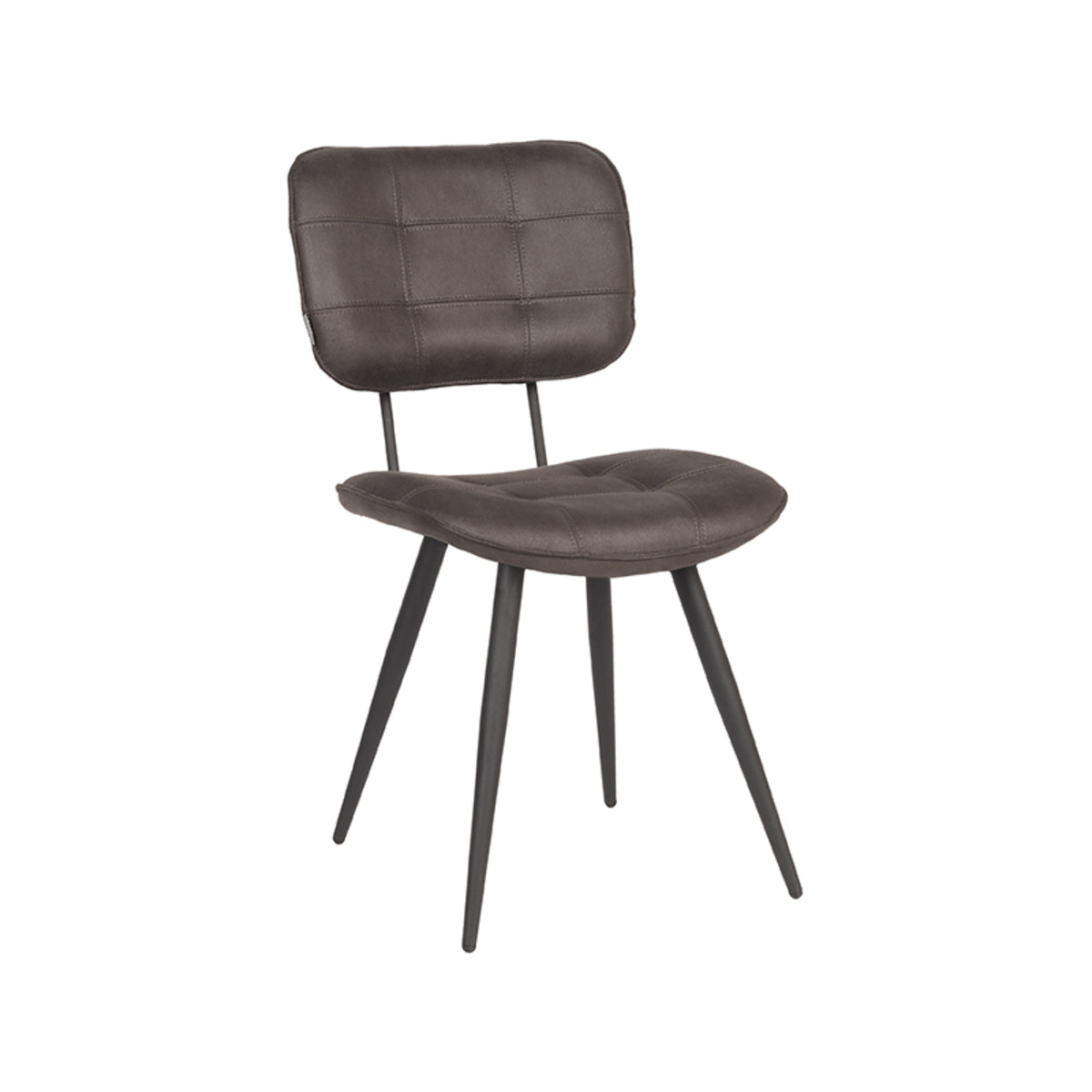 LABEL51 Eetkamerstoelen Gus - Antraciet - Kunstleder - Zwart Metalen Frame