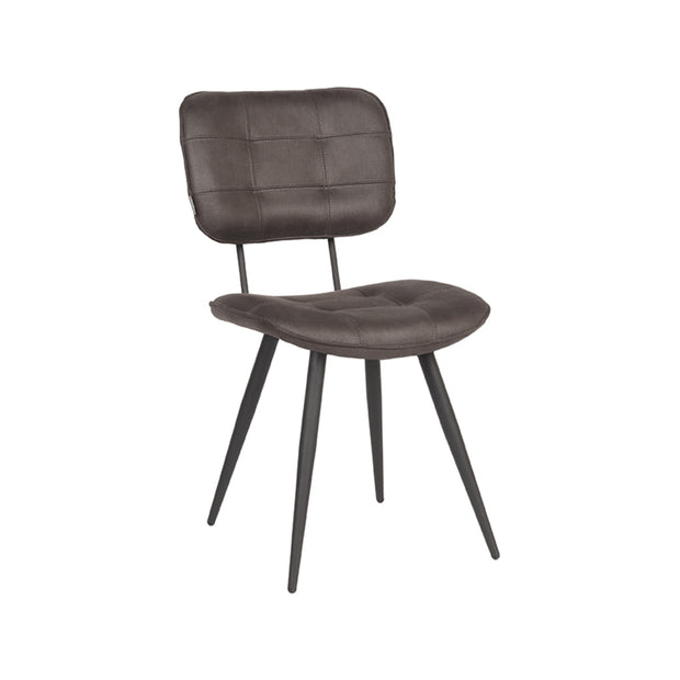 LABEL51 Eetkamerstoelen Gus - Antraciet - Kunstleder - Zwart Metalen Frame