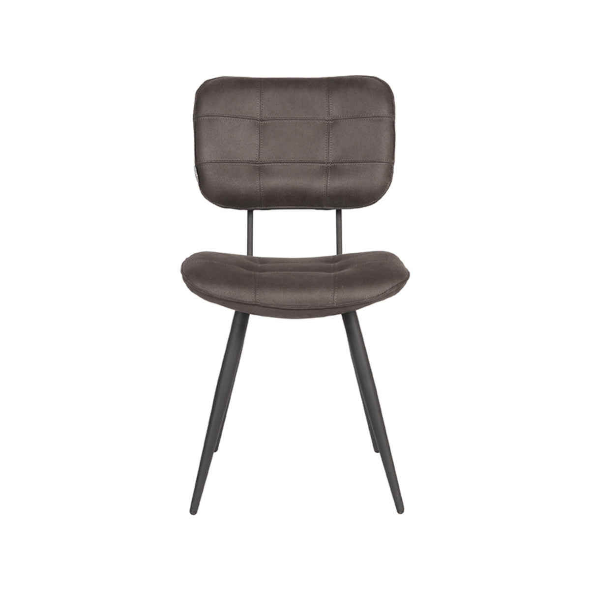 LABEL51 Eetkamerstoelen Gus - Antraciet - Kunstleder - Zwart Metalen Frame