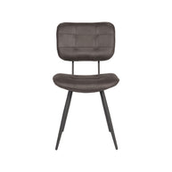 LABEL51 Eetkamerstoelen Gus - Antraciet - Kunstleder - Zwart Metalen Frame