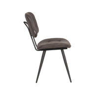 LABEL51 Eetkamerstoelen Gus - Antraciet - Kunstleder - Zwart Metalen Frame