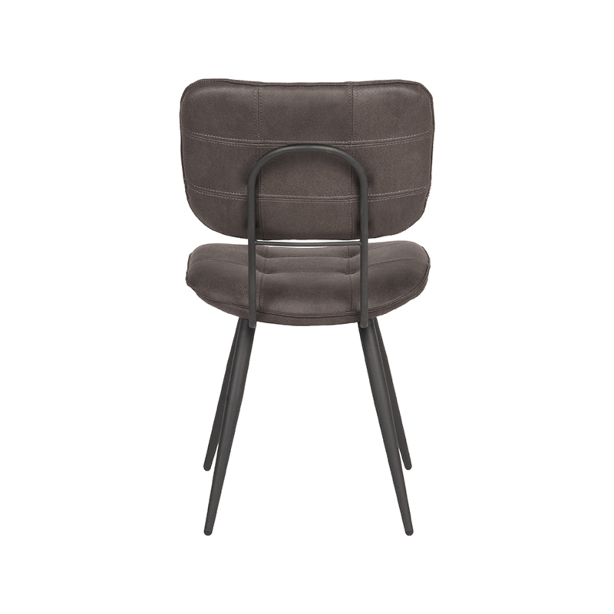 LABEL51 Eetkamerstoelen Gus - Antraciet - Kunstleder - Zwart Metalen Frame