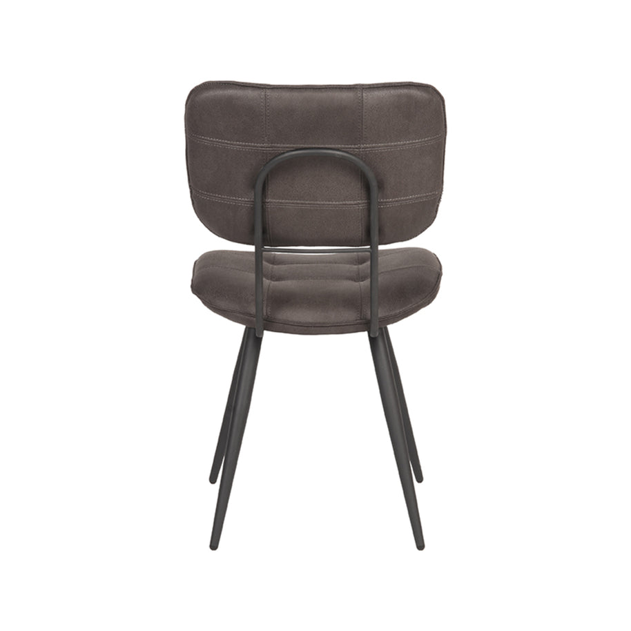 LABEL51 Eetkamerstoelen Gus - Antraciet - Kunstleder - Zwart Metalen Frame