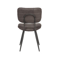 LABEL51 Eetkamerstoelen Gus - Antraciet - Kunstleder - Zwart Metalen Frame