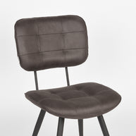 LABEL51 Eetkamerstoelen Gus - Antraciet - Kunstleder - Zwart Metalen Frame