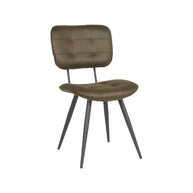 LABEL51 Eetkamerstoelen Gus - Army - Kunstleder - Zwart Metalen Frame