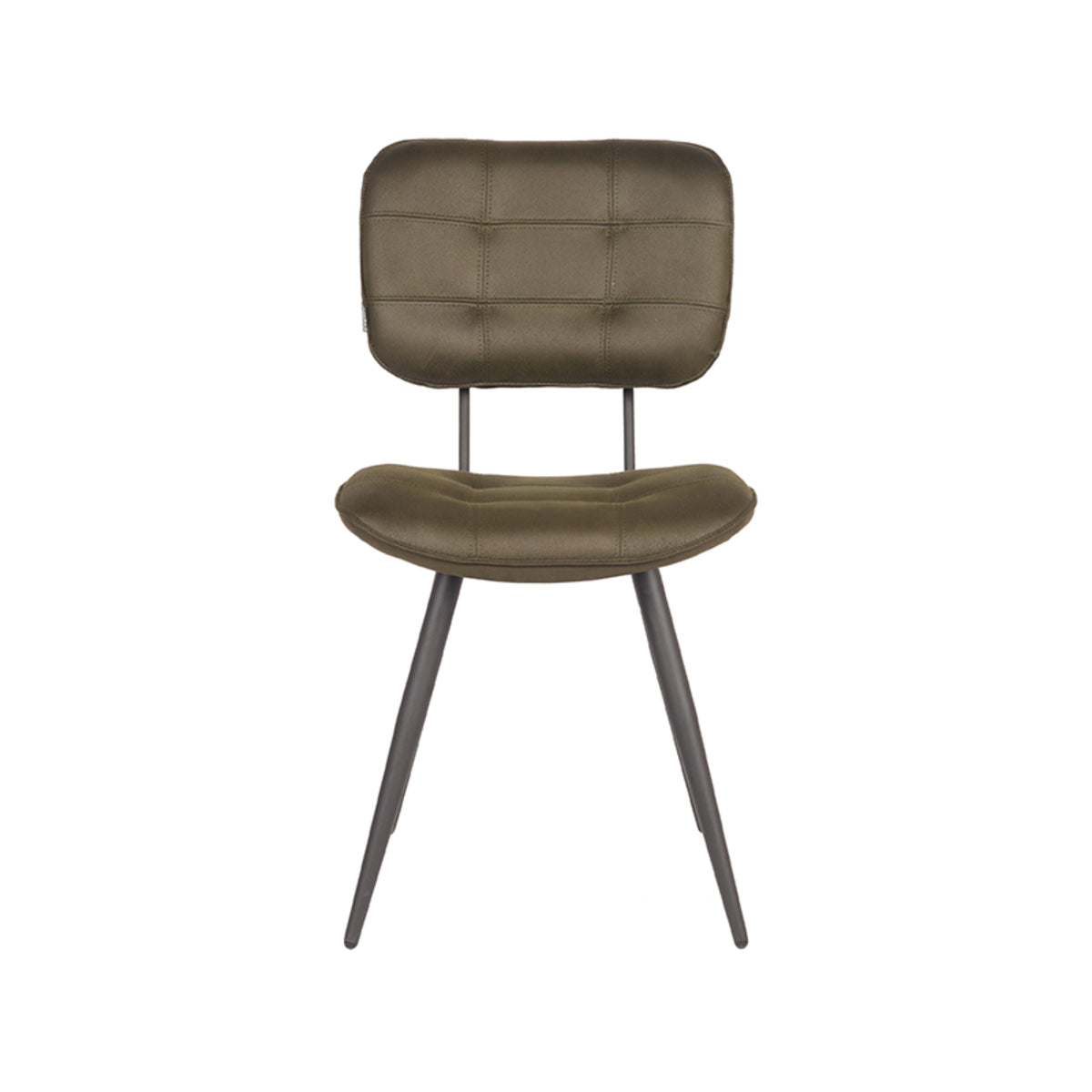 LABEL51 Eetkamerstoelen Gus - Army - Kunstleder - Zwart Metalen Frame