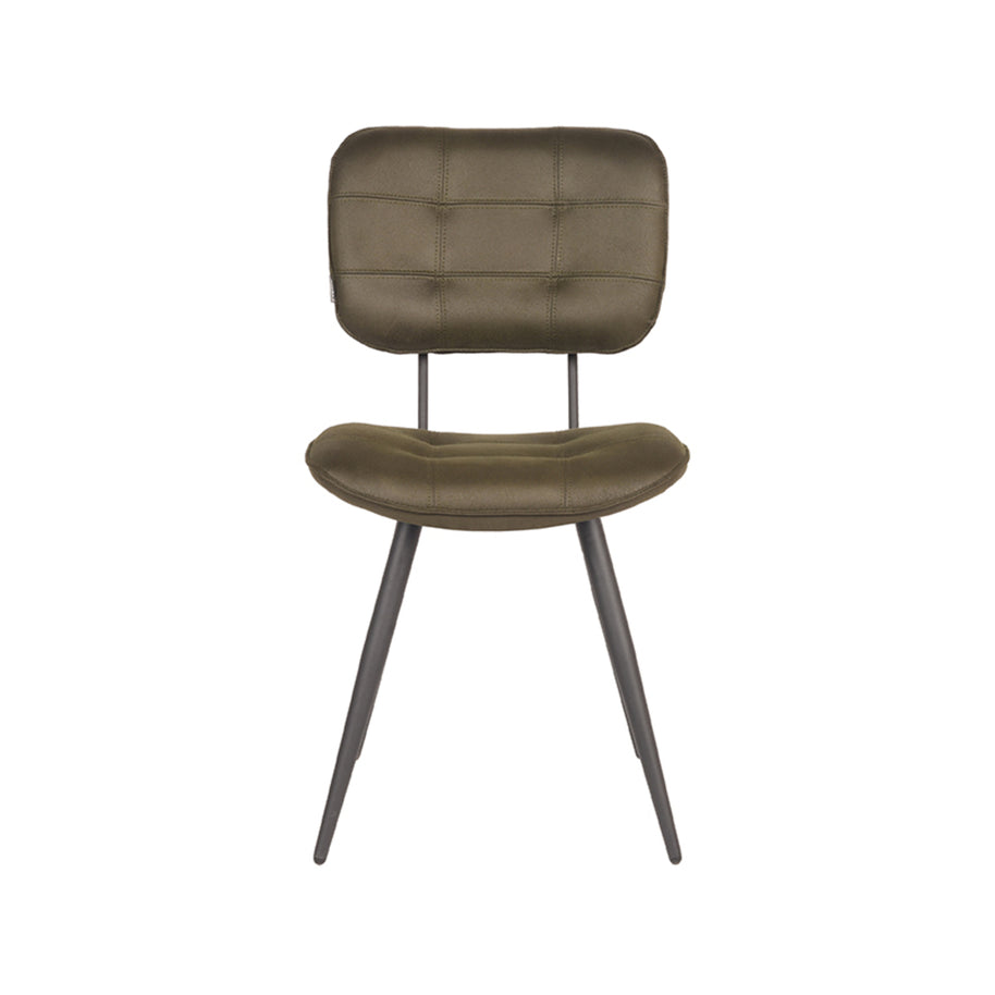 LABEL51 Eetkamerstoelen Gus - Army - Kunstleder - Zwart Metalen Frame