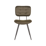 LABEL51 Eetkamerstoelen Gus - Army - Kunstleder - Zwart Metalen Frame