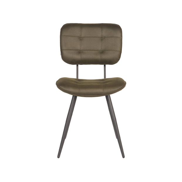 LABEL51 Eetkamerstoelen Gus - Army - Kunstleder - Zwart Metalen Frame