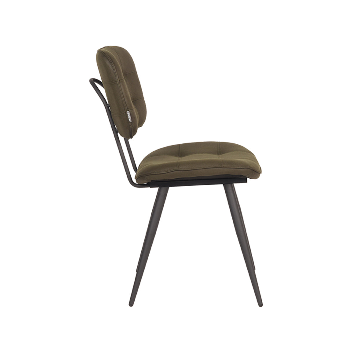 LABEL51 Eetkamerstoelen Gus - Army - Kunstleder - Zwart Metalen Frame