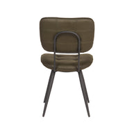 LABEL51 Eetkamerstoelen Gus - Army - Kunstleder - Zwart Metalen Frame