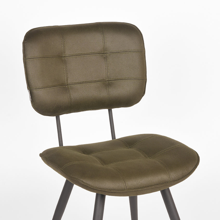 LABEL51 Eetkamerstoelen Gus - Army - Kunstleder - Zwart Metalen Frame
