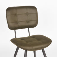 LABEL51 Eetkamerstoelen Gus - Army - Kunstleder - Zwart Metalen Frame