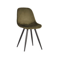LABEL51 Eetkamerstoelen Capri - Army - Velvet - Zwart Metalen Frame