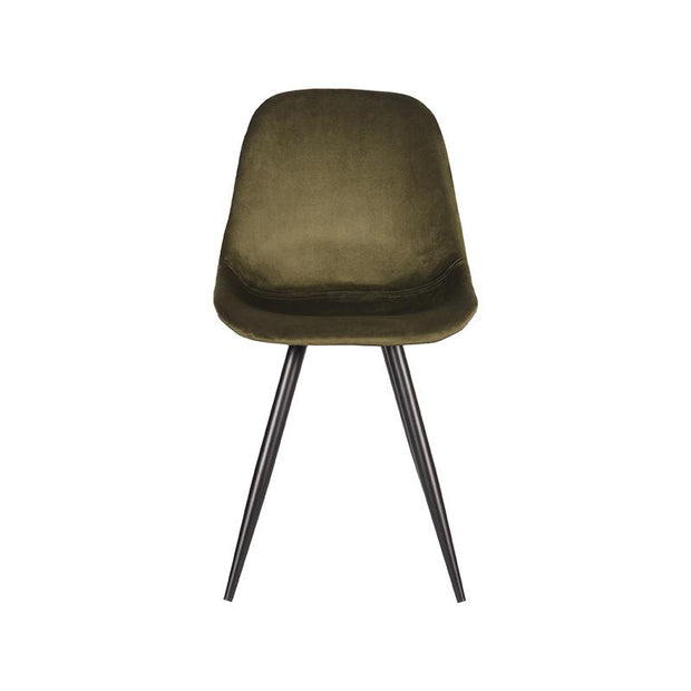 LABEL51 Eetkamerstoelen Capri - Army - Velvet - Zwart Metalen Frame