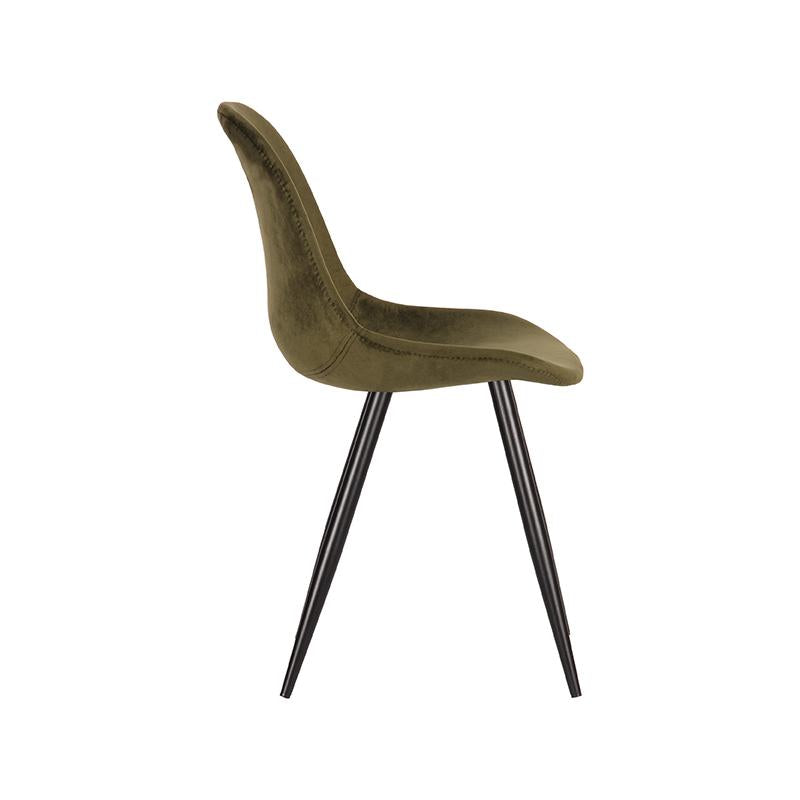 LABEL51 Eetkamerstoelen Capri - Army - Velvet - Zwart Metalen Frame