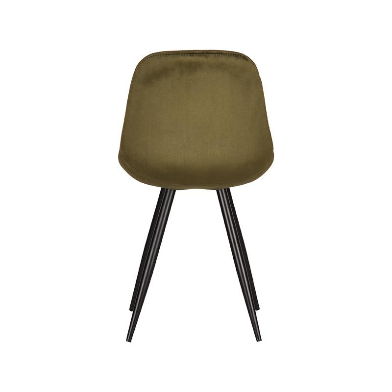 LABEL51 Eetkamerstoelen Capri - Army - Velvet - Zwart Metalen Frame