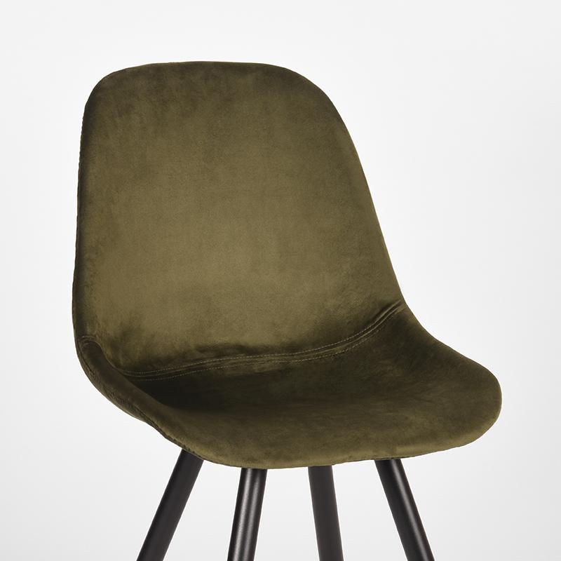 LABEL51 Eetkamerstoelen Capri - Army - Velvet - Zwart Metalen Frame