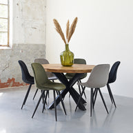 LABEL51 Eetkamerstoelen Capri - Army - Velvet - Zwart Metalen Frame