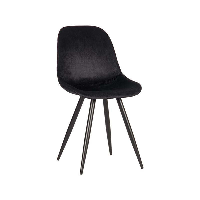 LABEL51 Eetkamerstoelen Capri - Zwart - Velvet - Zwart Metalen Frame