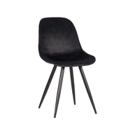 LABEL51 Eetkamerstoelen Capri - Zwart - Velvet - Zwart Metalen Frame