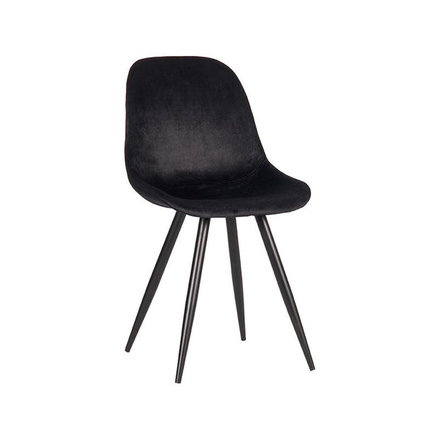 LABEL51 Eetkamerstoelen Capri - Zwart - Velvet - Zwart Metalen Frame