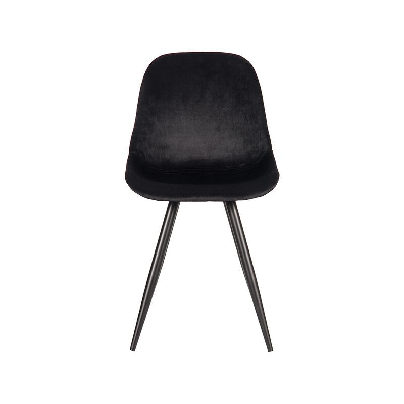 LABEL51 Eetkamerstoelen Capri - Zwart - Velvet - Zwart Metalen Frame