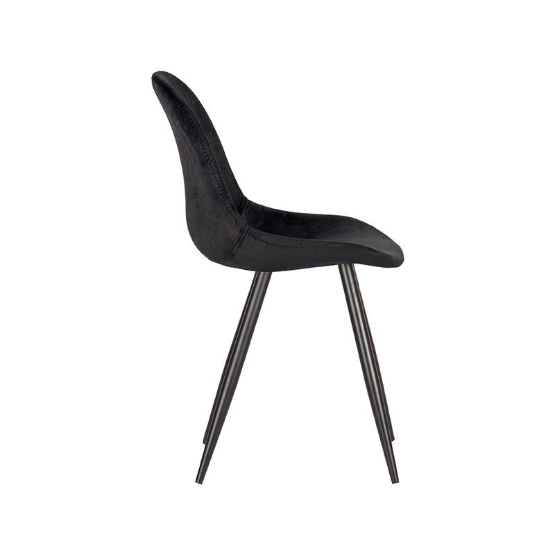 LABEL51 Eetkamerstoelen Capri - Zwart - Velvet - Zwart Metalen Frame