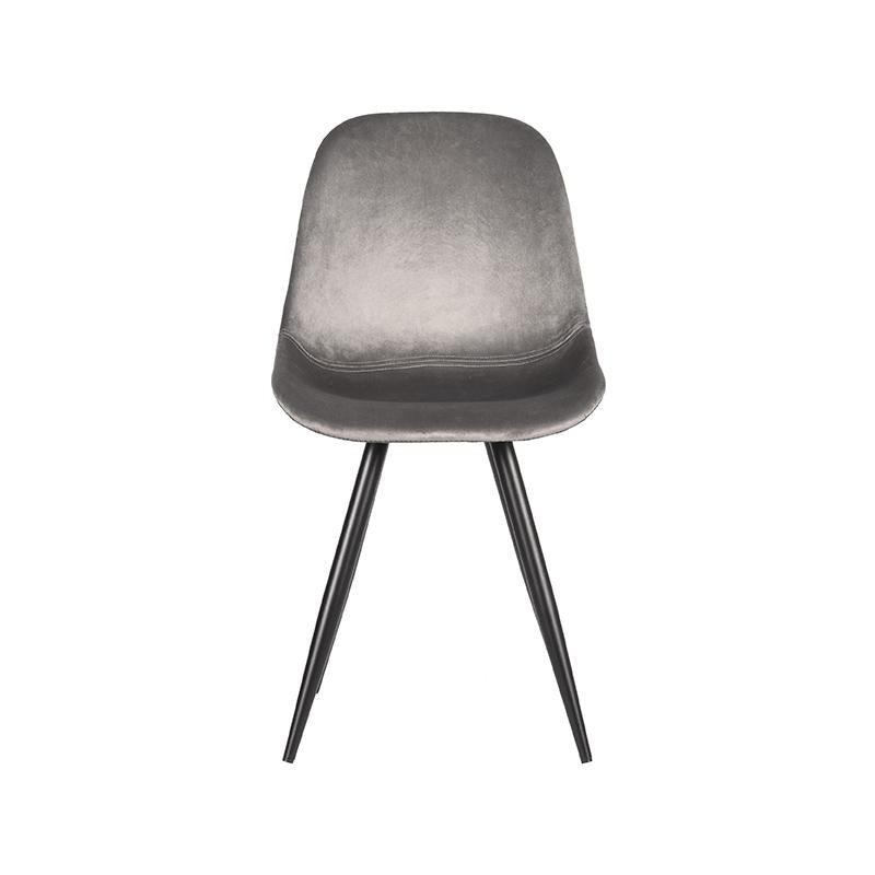 LABEL51 Eetkamerstoelen Capri - Grijs - Velvet - Zwart Metalen Frame