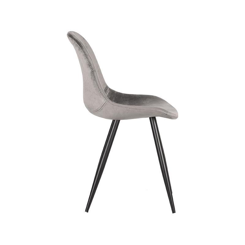 LABEL51 Eetkamerstoelen Capri - Grijs - Velvet - Zwart Metalen Frame