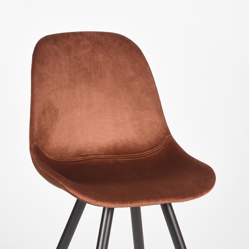 LABEL51 Eetkamerstoelen Capri - Rust - Velvet - Zwart Metalen Frame