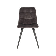 LABEL51 Eetkamerstoelen Jelt - Antraciet - Velvet - Zwart Metalen Frame