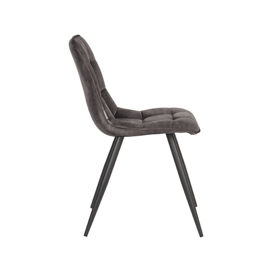 LABEL51 Eetkamerstoelen Jelt - Antraciet - Velvet - Zwart Metalen Frame