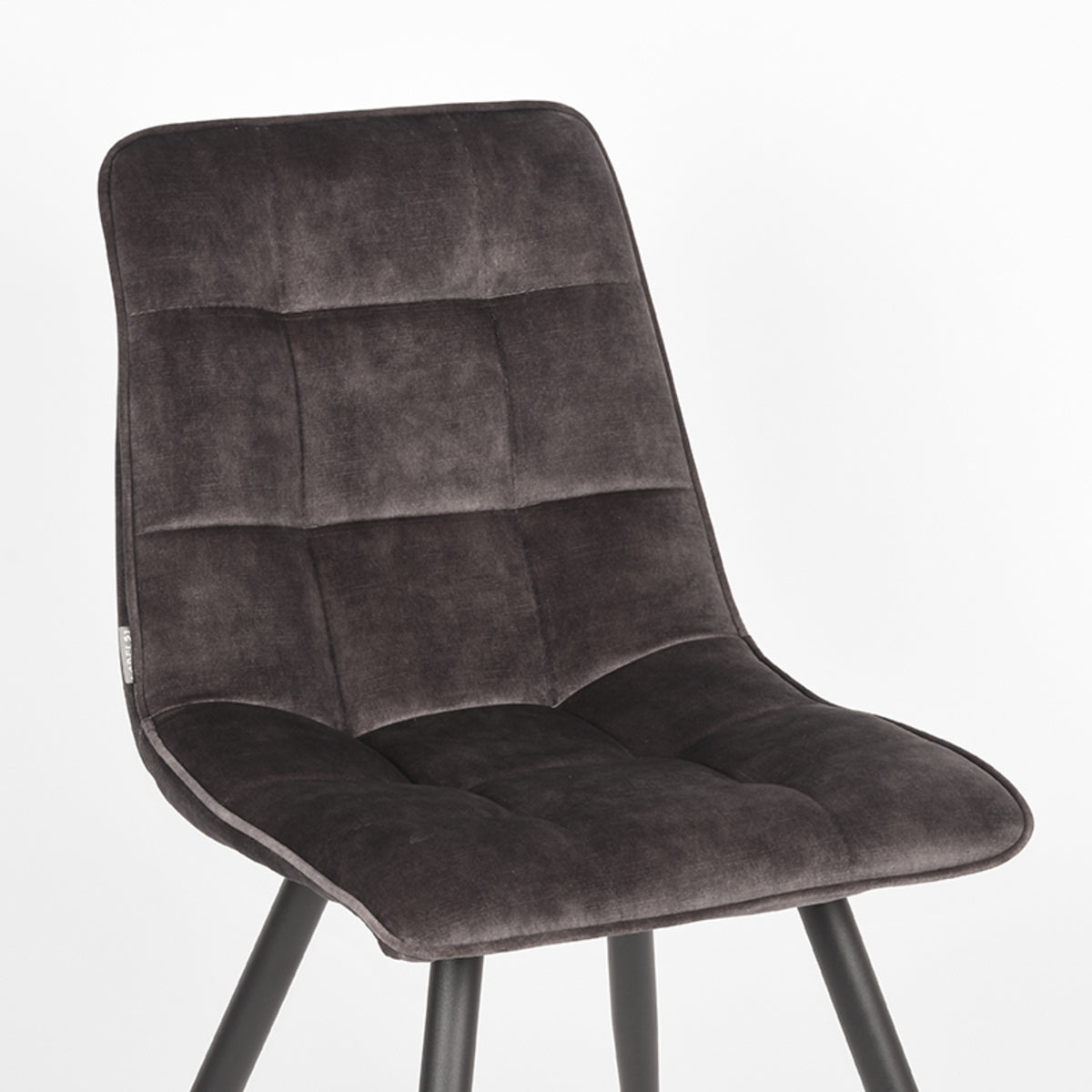 LABEL51 Eetkamerstoelen Jelt - Antraciet - Velvet - Zwart Metalen Frame